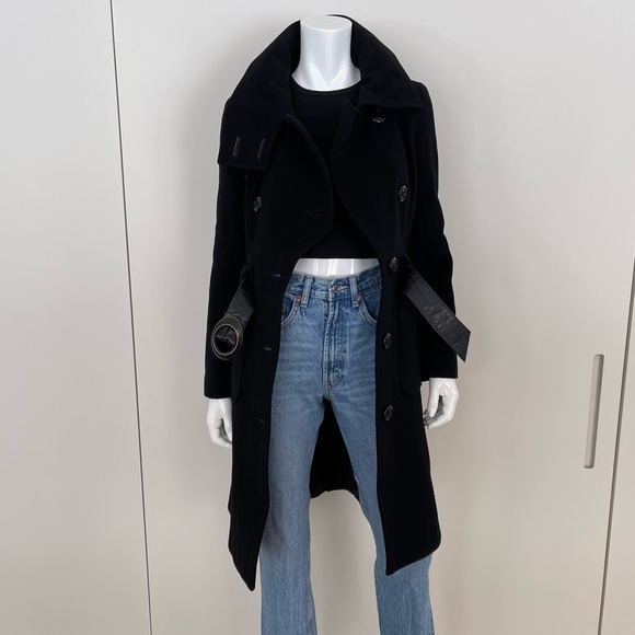 MACKAGE Military Style Belted Wool Coat in Black - Picture 4 of 12